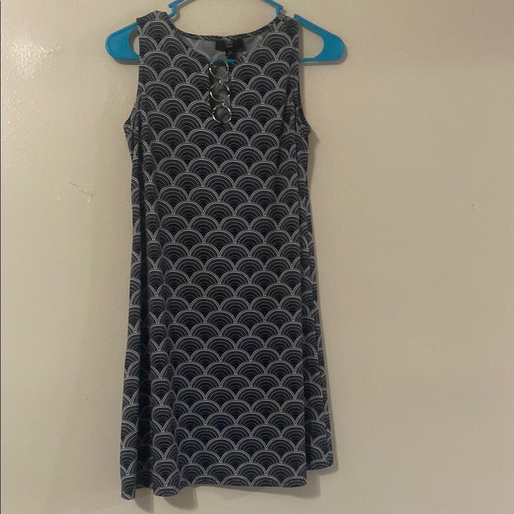 J.B.S. Blue and Black A-Line Halter Mini Dress